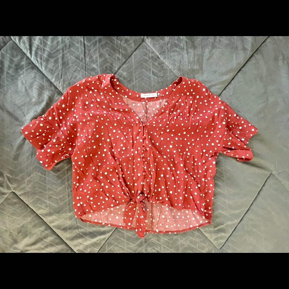 Polka dotted cropped blouse
